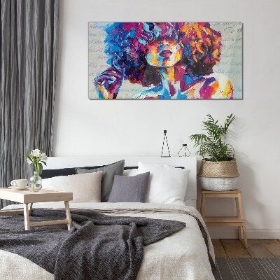 Colorful Portrait Expression Glass Print