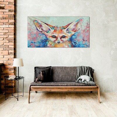 Color portrait of a fennec fox Glass Print