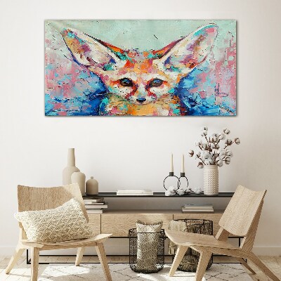 Color portrait of a fennec fox Glass Print