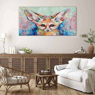 Color portrait of a fennec fox Glass Print