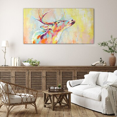 Colorful deer in pastel scenery Glass Print