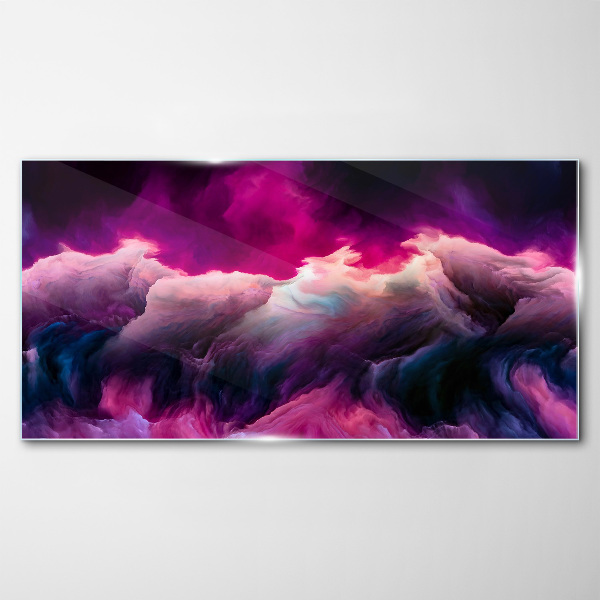 Waves of colors in purple Glass Print