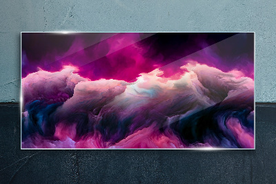 Waves of colors in purple Glass Print