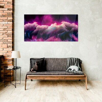 Waves of colors in purple Glass Print