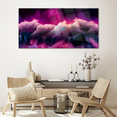 Waves of colors in purple Glass Print