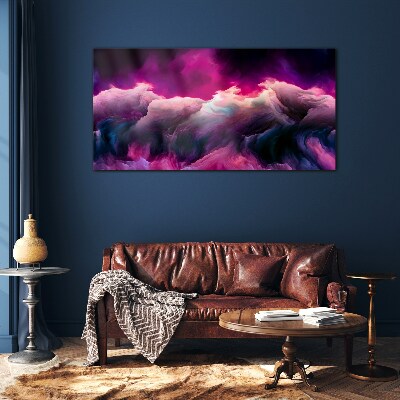 Waves of colors in purple Glass Print