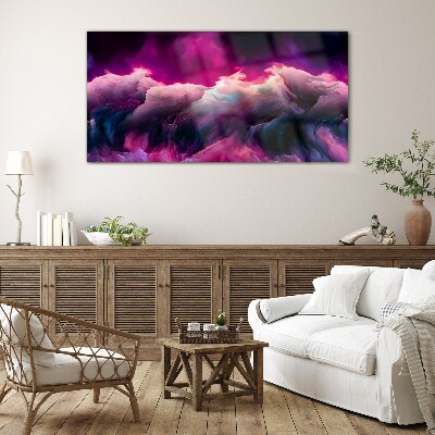 Waves of colors in purple Glass Print