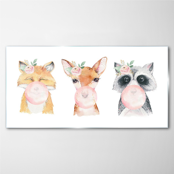 Forest friends with a balloon Glass Print
