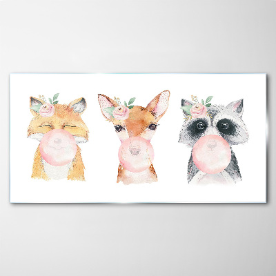 Forest friends with a balloon Glass Print