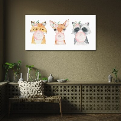 Forest friends with a balloon Glass Print