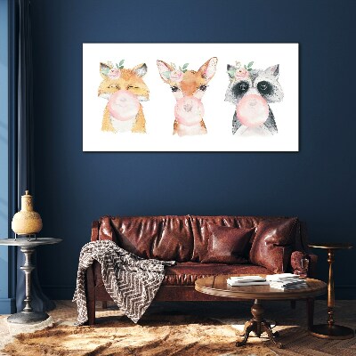 Forest friends with a balloon Glass Print