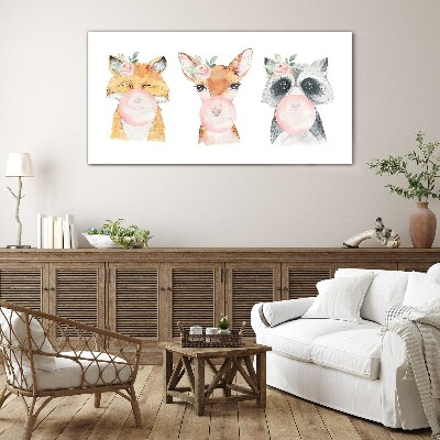 Forest friends with a balloon Glass Print