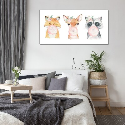 Forest friends with a balloon Glass Print
