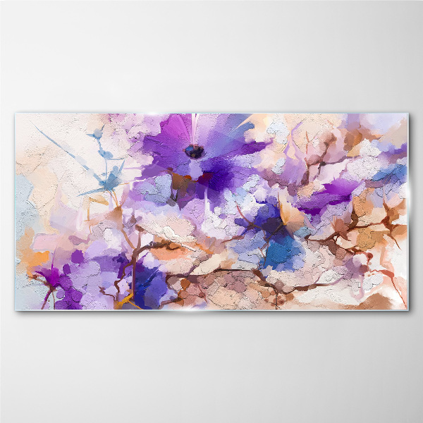 Floral abstraction in purple Glass Print