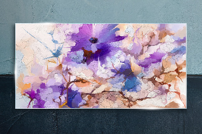 Floral abstraction in purple Glass Print