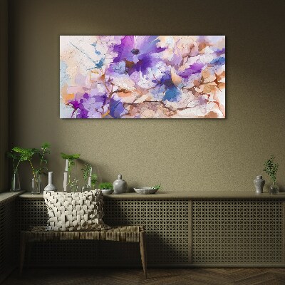 Floral abstraction in purple Glass Print