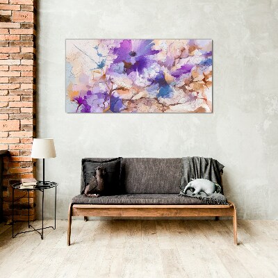 Floral abstraction in purple Glass Print