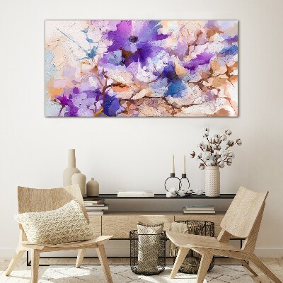 Floral abstraction in purple Glass Print