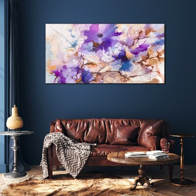 Floral abstraction in purple Glass Print