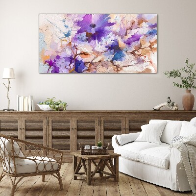 Floral abstraction in purple Glass Print