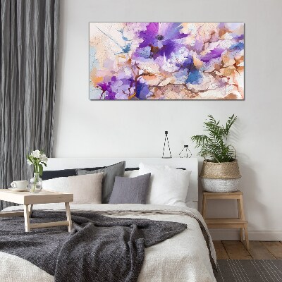 Floral abstraction in purple Glass Print