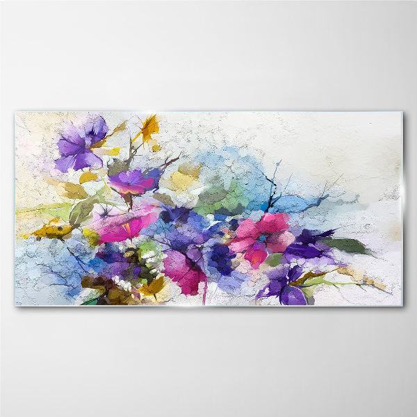 Floral explosion of colors Glass Print