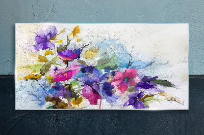 Floral explosion of colors Glass Print