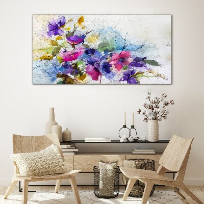 Floral explosion of colors Glass Print