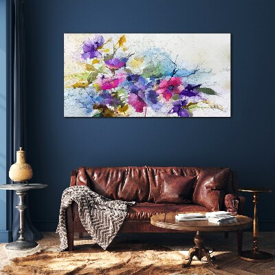Floral explosion of colors Glass Print