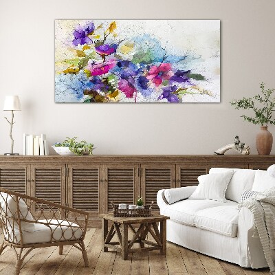 Floral explosion of colors Glass Print