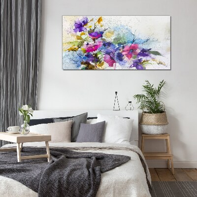 Floral explosion of colors Glass Print