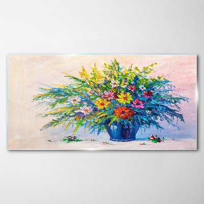 Spring bouquet of flowers in a vase Glass Print