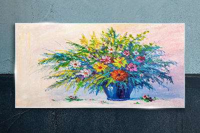 Spring bouquet of flowers in a vase Glass Print