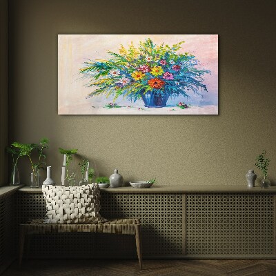 Spring bouquet of flowers in a vase Glass Print