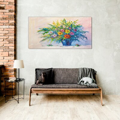 Spring bouquet of flowers in a vase Glass Print