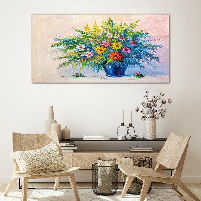 Spring bouquet of flowers in a vase Glass Print