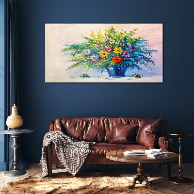 Spring bouquet of flowers in a vase Glass Print