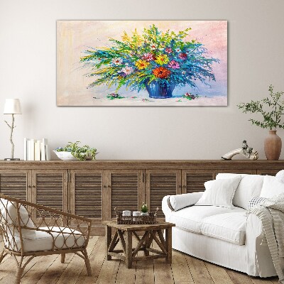 Spring bouquet of flowers in a vase Glass Print