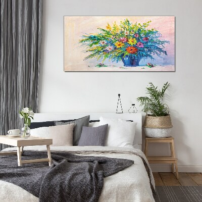 Spring bouquet of flowers in a vase Glass Print