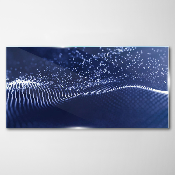 Blue Light Waves Glass Print