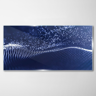Blue Light Waves Glass Print