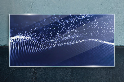 Blue Light Waves Glass Print