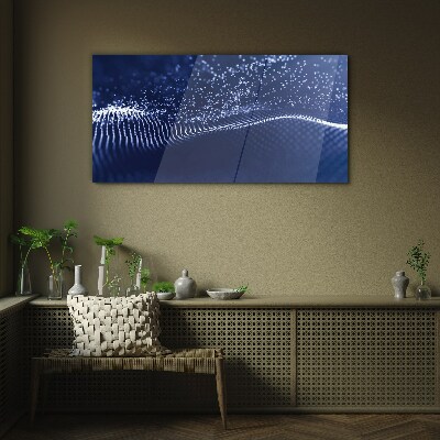 Blue Light Waves Glass Print