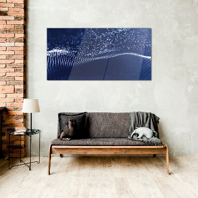 Blue Light Waves Glass Print