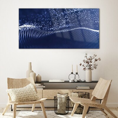 Blue Light Waves Glass Print