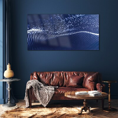 Blue Light Waves Glass Print