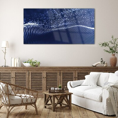 Blue Light Waves Glass Print