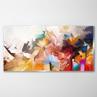Colorful flowers in abstract style Glass Print
