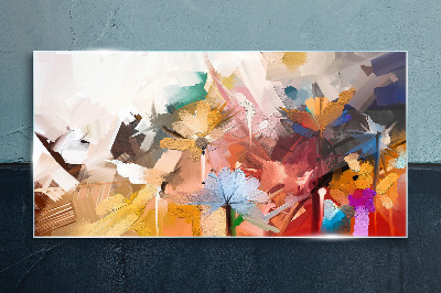 Colorful flowers in abstract style Glass Print