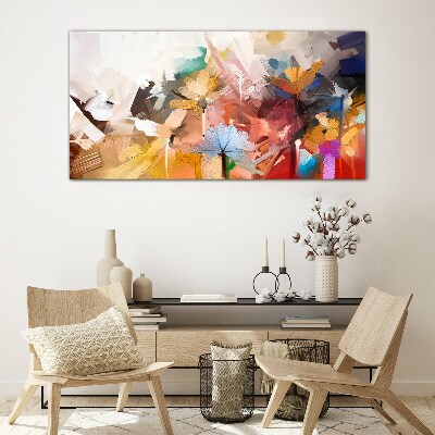Colorful flowers in abstract style Glass Print